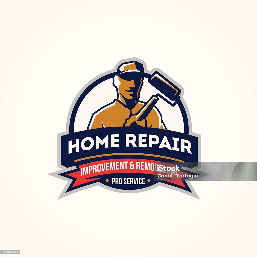 Mann für home Reparatur corporate service-symbol - Lizenzfrei Abzeichen Vektorgrafik