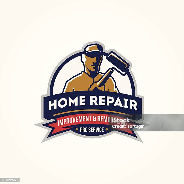 Mann Für Home Reparatur Corporate Servicesymbol Stock Vektor Art und mehr Bilder von Abzeichen - Abzeichen, Altertümlich, Arbeiten