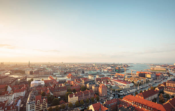 Panoramic view of Copenhagen, Denmark stock photo