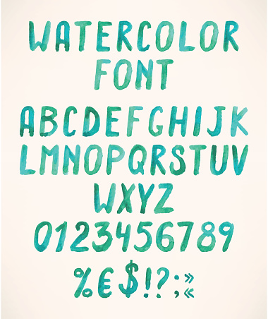 Watercolor green alphabet