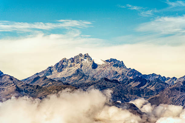 Bolivar and Humboldt mountain peaks at Merida state. Andes. Venezuela Wide angle aerial view of Bolivar and Humboldt mountain peaks at Merida state in Cordillera de los Andes. Venezuela landscape of the mountains in merida venezuela stock pictures, royalty-free photos & images