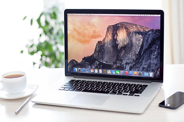 Alushta, Russia - August 6, 2014: OS X Yosemite operating system of the Apple company. I was presented on June 2, 2014.