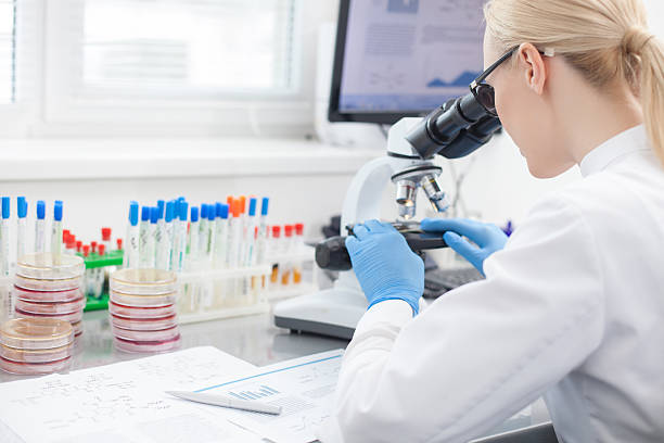 istock Professional female scientist is examining medical samples 517704486