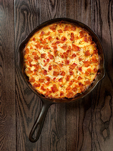 Skillet, Scalloped Potatoes with Bacon  -Photographed on Hasselblad H3D2-39mb Camera