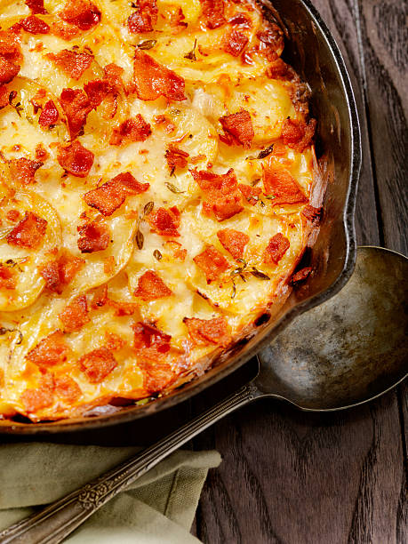 Skillet baked, Scalloped Potatoes with Bacon