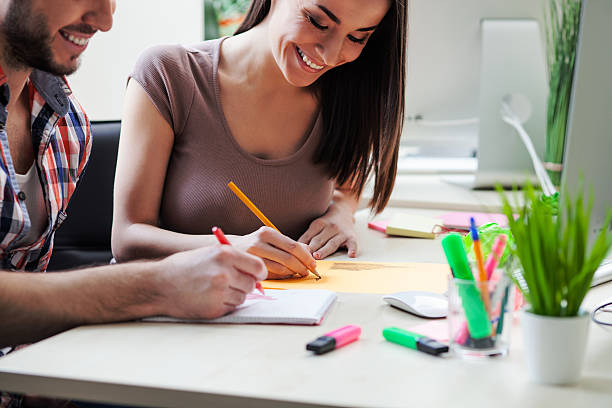 istock Pretty two freelancers are creating new project 517706434
