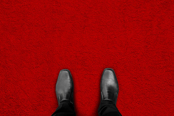 Detail of shoe trees in men's black shoes