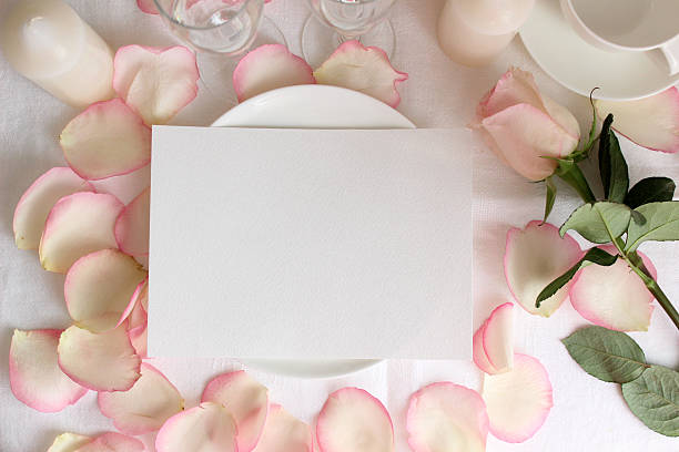 istock Wedding menu mockup with Rose and petals 517707838