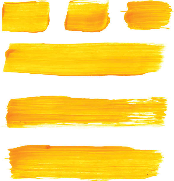 ilustraciones, imágenes clip art, dibujos animados e iconos de stock de acrílico conjunto de vector de pincel pinceladas amarillo - white background colors striped part of