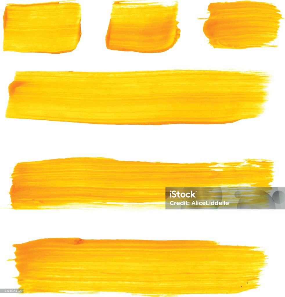 Set of yellow acrylic brush vector strokes Yellow stock vector