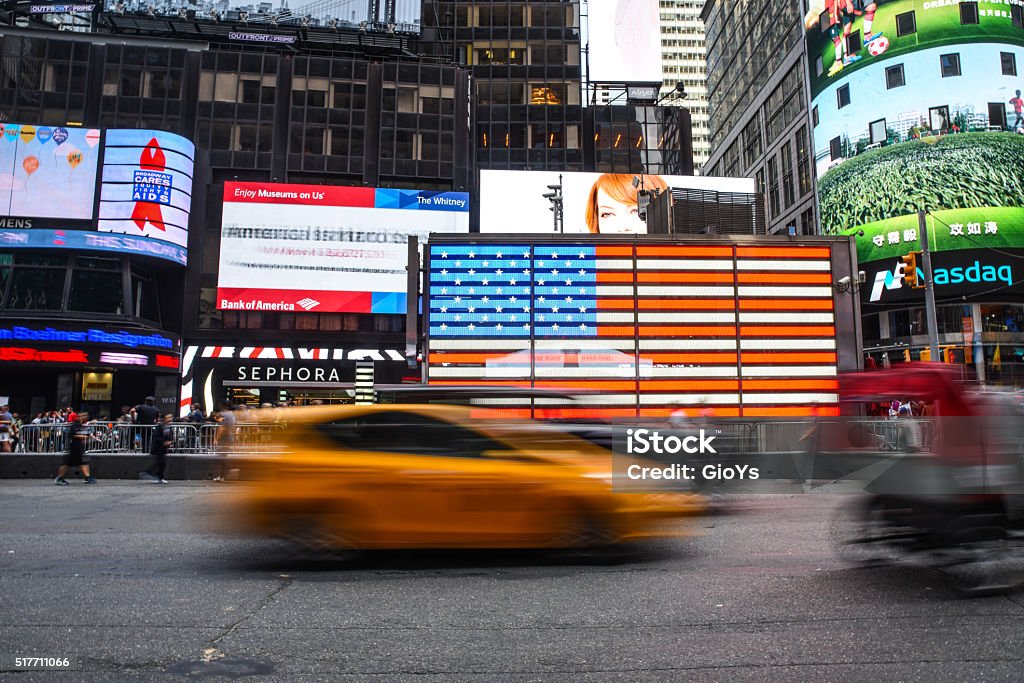 Time square flag New York Time square american flag Times Square - Manhattan Stock Photo
