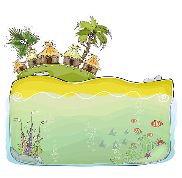 paradise island ilustracja - floating on water travel backgrounds beaches travel locations stock illustrations