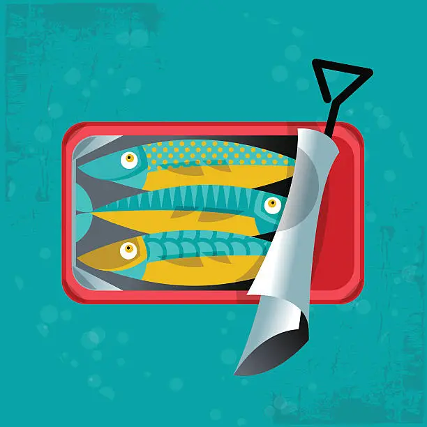 Vector illustration of Can of sardines.