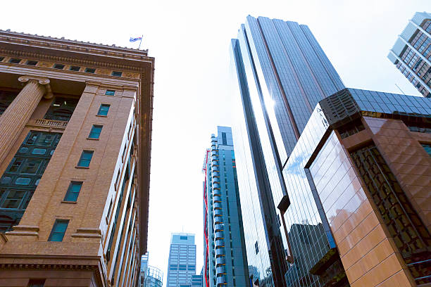 istock City office skyscrapers in Sydney Australia, low angle view 517712568