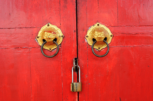 Chinese door in Chinese shrine.