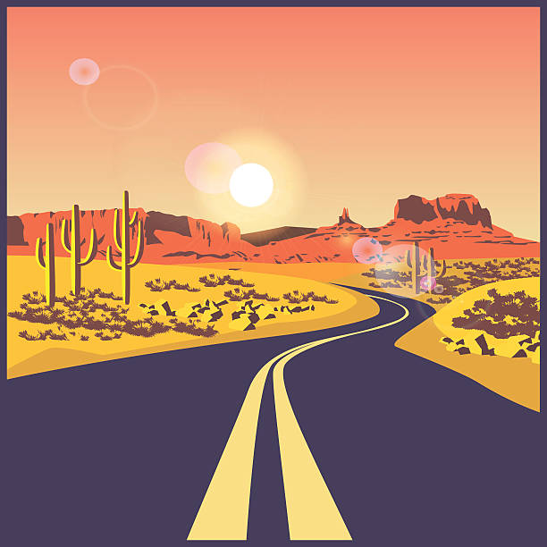 desert road - sand river stock-grafiken, -clipart, -cartoons und -symbole