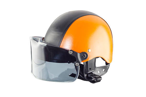istock Orange black motorcycle helmet 517713347