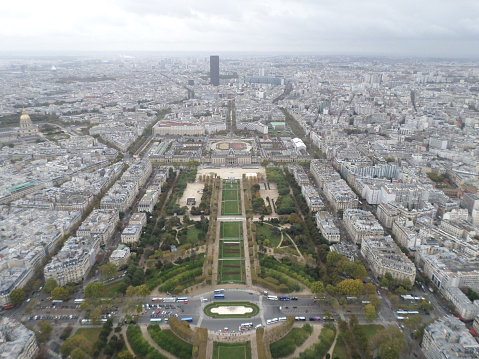 fantastic panorama of the city of Paris in France from the Eiffel tower