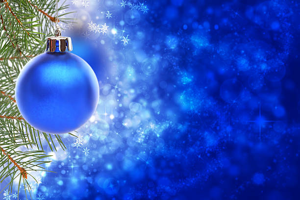 istock Christmas card with blue ball. 517716825