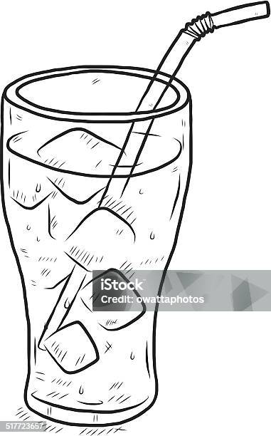 Glass Of Cool Water Stock Illustration - Download Image Now - Art, Art And Craft, Black And White