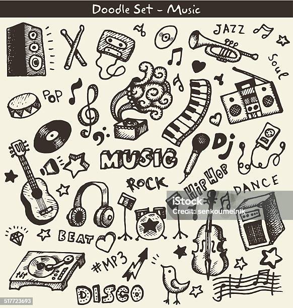 Music Doodles Stock Illustration - Download Image Now - Doodle, Hip Hop Music, Rock Music