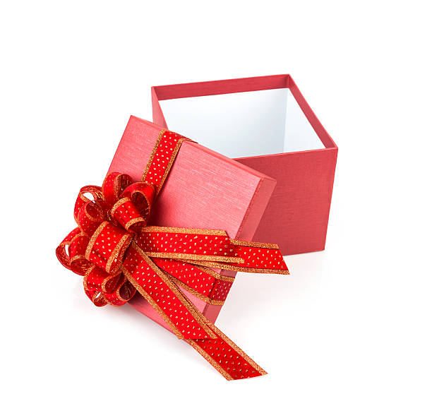 istock gift box with red and glod ribbon on white background 517727759