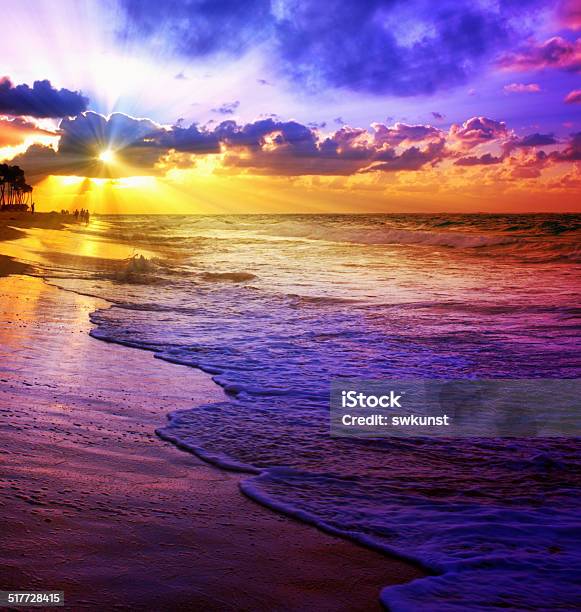 Wonderful Sunrise In The Caribbean Stock Photo - Download Image Now - Beach, Beauty In Nature, Blue