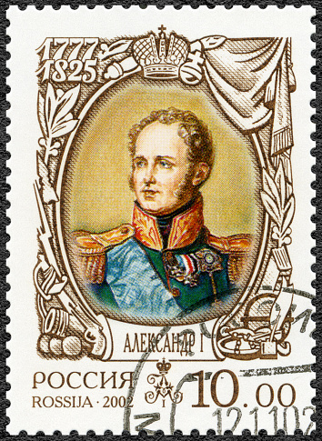 Postage stamp Russia USSR 2002 printed in Russia shows Alexander I (1777-1825), dedicated the history of Russia, circa 2002