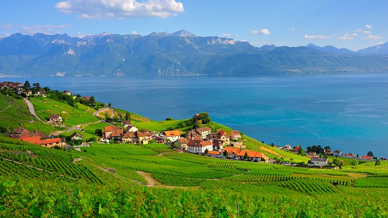 Village beside the lake Geneva