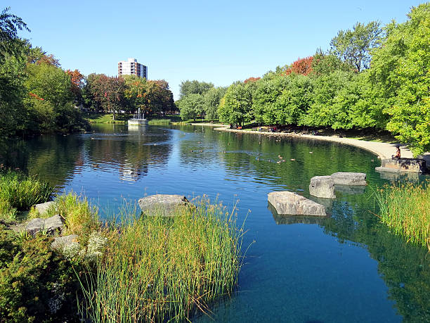 The lake in Parc Lafontaine in Montreal in early autumn