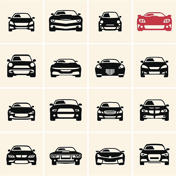 векторные значки автомобилей - вид спереди stock illustrations