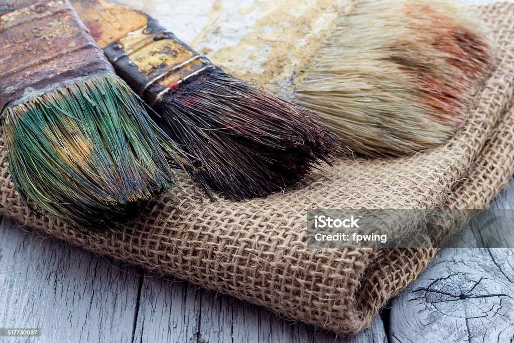 old paintbrushes used Art And Craft Stock Photo