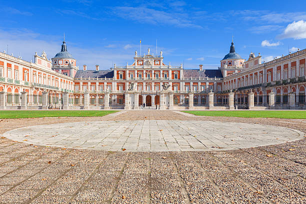 Royal Palace of Aranjuez Aranjuez, Spain - November 8, 2014: Main court of Royal Palace of Aranjuez. It is a residence of the King of Spain open to the public. Visible unrecognizable people in the court aranjuez stock pictures, royalty-free photos & images