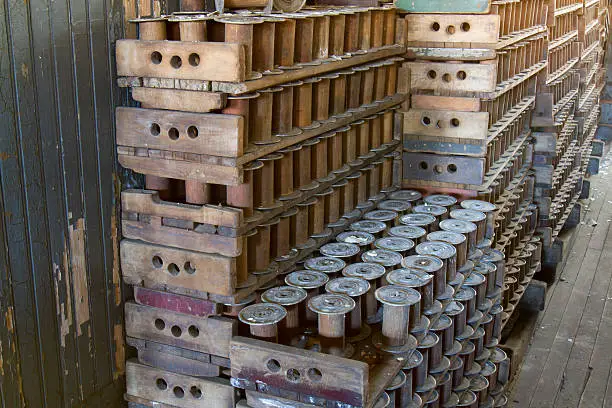 Photo of Pallets of wooden bobbins