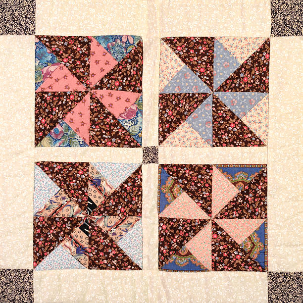istock Quilt Block Pinwheel Pattern, Traditional Handmade Sewing and Ne 517738644