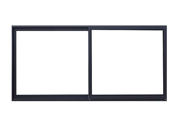 istock Black metal window frame isolated on white background 517739354