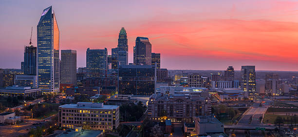 Colorful Charlotte, North Carolina Spring Sunrise stock photo