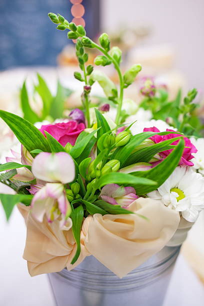 istock Wedding bouquet in a silver bucket 517740432
