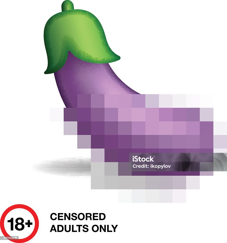 Berinjela fechado de censura, símbolo apenas para adultos - Vetor de Berinjela royalty-free