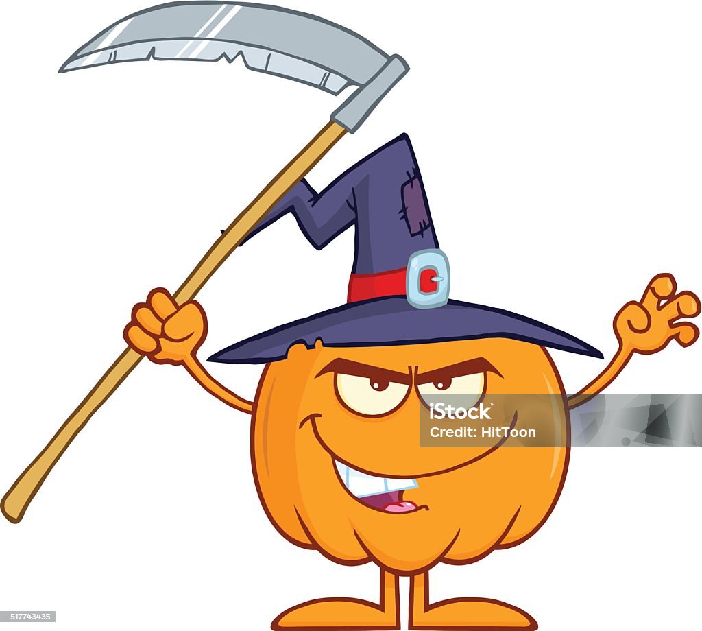 Spooky Pumpkin Holding A Scythe Similar Illustrations: Cartoon stock vector