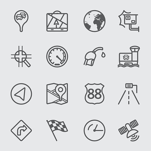 stockillustraties, clipart, cartoons en iconen met map navigation line icon - direct klaar camera