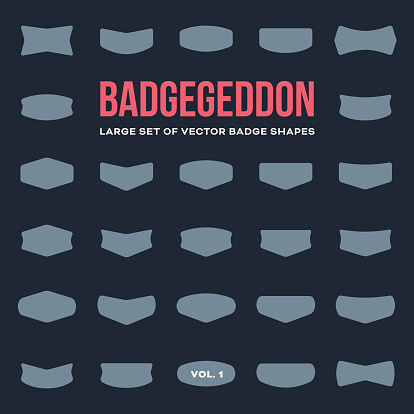 Mega set of vintage vector badge shapes, collection of design elements for creating retro logos (volume 1)