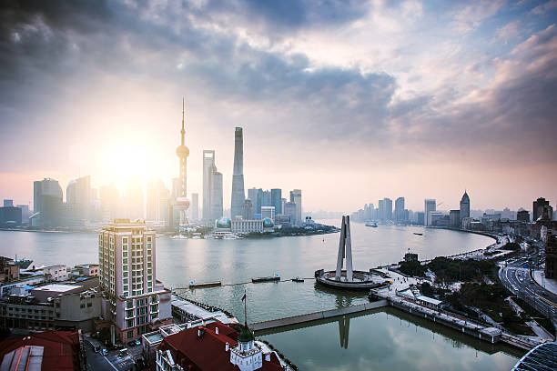 istock Shanghai skyline in sunrise 517746850