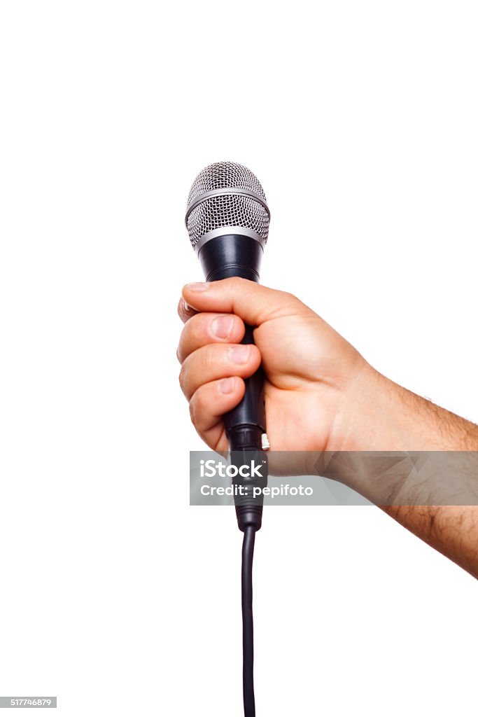 hand hält ein Mikrofon - Lizenzfrei Journalist Stock-Foto