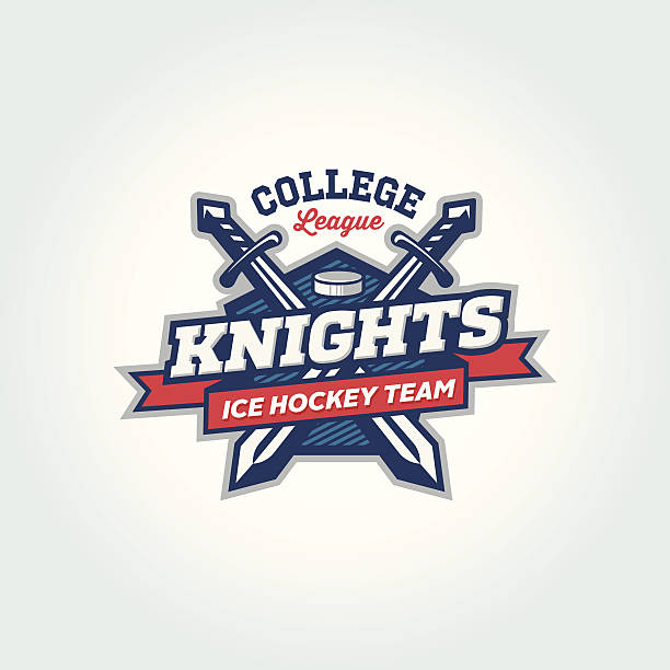 ilustraciones, imágenes clip art, dibujos animados e iconos de stock de college liga de deportes ropa con el logotipo del concepto de equipo - hockey sobre hierba
