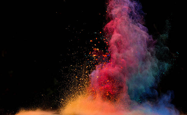 kolor wir eksplozji na czarne tło - face powder exploding make up dust zdjęcia i obrazy z banku zdjęć