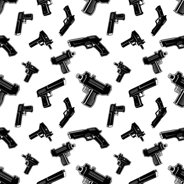 Vector illustration of Seamless pattern with guns.