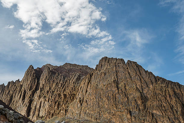 Huge rocky wall in majestic Himalayas