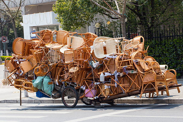 Overloaded chinese transport cart stock photo
