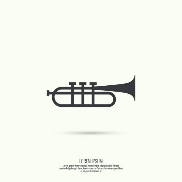 トランペットラインのアイコンをベクトルします�。 - bugle trumpet jazz music点のイラスト素材／クリップアート素材／マンガ素材／アイコン素材
